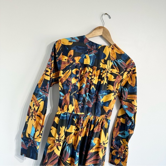 Marissa Webb Lily Floral Shirtdress long sleeve poplin cotton v-neck midi - Picture 7 of 13